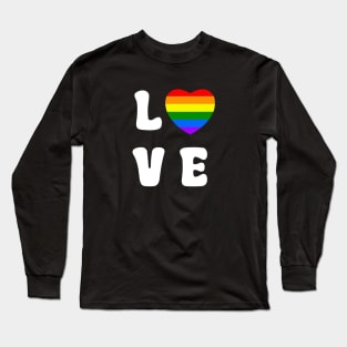 Love Rainbow Heart White Long Sleeve T-Shirt